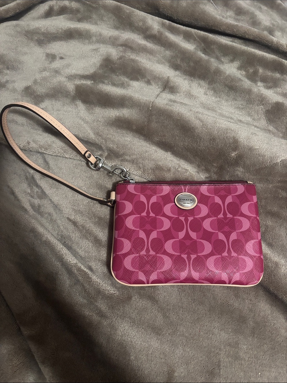Coach Pink Signature C Wristlet with Pale Pink Strap